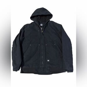 Polar King Canvas Hooded Work Coat Mens Large Tall LT Black Fleece Lined Chore